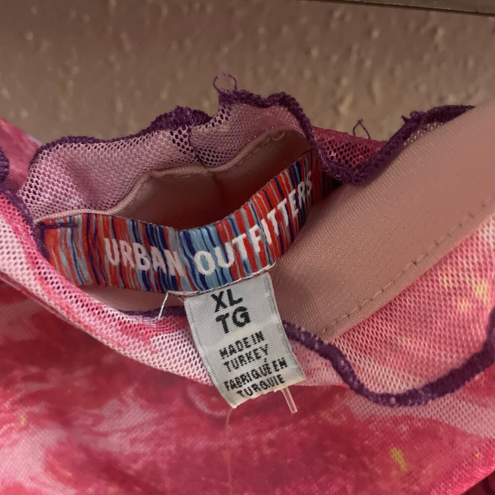 NWT Urban Outfitters Pink Marbled Mini Slip Dress Mesh Lightweight XL - Picture 16 of 16